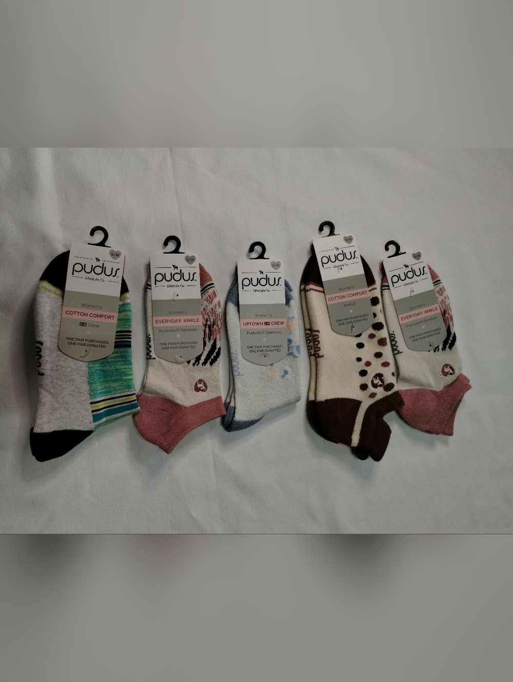 Assorted Women's No-Show Socks - Pink, Blue, Brown, Black, Cream (5-Pack)